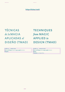 TECHNIQUES from MAGIC APPLIED to DESIGN TMAD TÉCNICAS De La