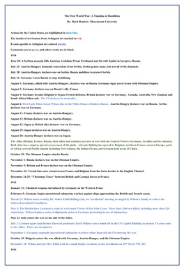 Arlington-Centric WWI Timeline