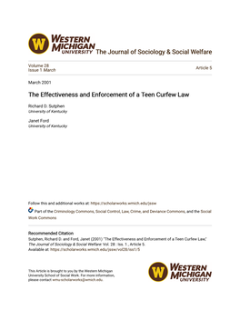 The Effectiveness and Enforcement of a Teen Curfew Law