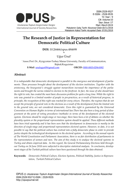 The Research of Justice in Representation for Democratic Political Culture