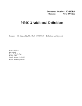 MMC-2 Additional Definitions