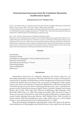 Pennsylvanian Bryozoans from the Cantabrian Mountains (Northwestern Spain)