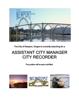 Assistant City Manager City Recorder