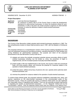 Land Use Services Department Planning Staff Report