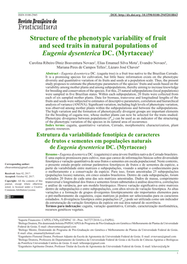 Structure of the Phenotypic Variability of Fruit and Seed Traits in Natural Populations of Eugenia Dysenterica DC