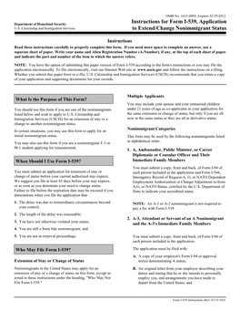 Instructions for Form I-539, Application to Extend/Change Nonimmigrant