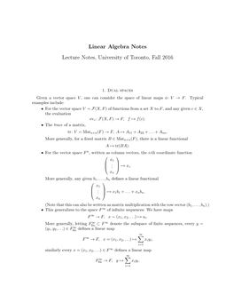 Linear Algebra Notes Lecture Notes, University of Toronto, Fall 2016