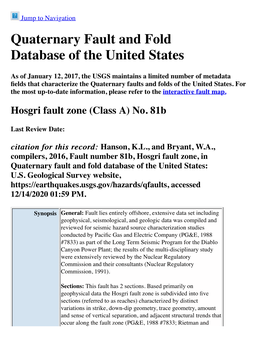 Quaternary Fault and Fold Database of the United States