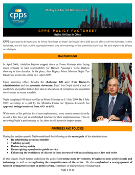 Page 1 CPPS Policy Factsheet on Najib's First 100 Days in Office, July