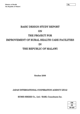 Basic Design Study Report on the Project for Improvement of Rural Health Care Facilities in the Republic of Malawi
