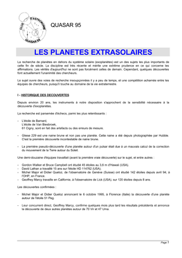 Les Planetes Extrasolaires