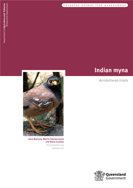Indian Myna Acridotheres Tristis Rch 2009, the Department of Primary Industries and Fisheries Was Amalgamated with Other