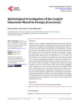 Speleological Investigation of the Largest Limestone Massif in Georgia (Caucasus)