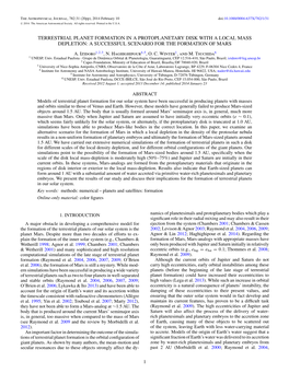 Terrestrial Planet Formation in a Protoplanetary Disk with a Local Mass Depletion: a Successful Scenario for the Formation of Mars