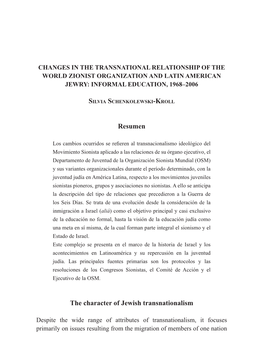 Resumen the Character of Jewish Transnationalism
