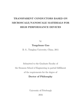 Transparent Conductors Based on Microscale/Nanoscale Materials for High Performance Devices