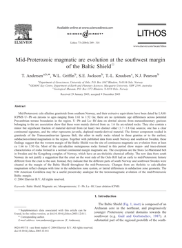 Mid-Proterozoic Magmatic Arc Evolution at the Southwest Margin of the Baltic Shield$