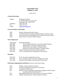 Curriculum Vitae William G. Gale