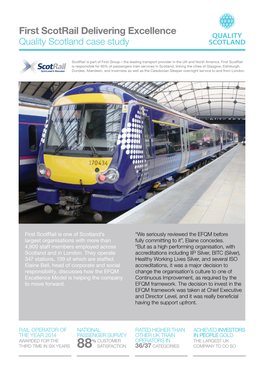 First Scotrail Delivering Excellence Quality Scotland Case Study