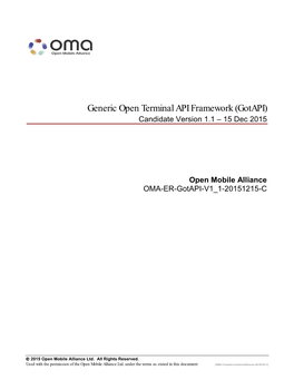 Generic Open Terminal API Framework (Gotapi) Candidate Version 1.1 – 15 Dec 2015
