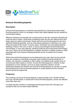 Immune Thrombocytopenia