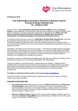 City of Birmingham Symphony Orchestra's Debussy Festival Curated by Mirga Gražinytė-Tyla 16