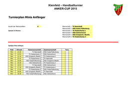 Handballturnier ANKER-CUP 2015 Turnierplan Minis