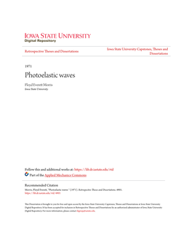 Photoelastic Waves Floyd Everett Orm Ris Iowa State University