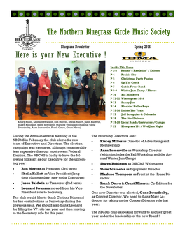 Here Is Your New Executive ! the Northern Bluegrass Circle Music Society
