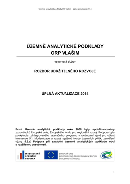 Územně Analytické Podklady ORP Vlašim – Úplná Aktualizace 2014