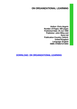 {TEXTBOOK} on Organizational Learning Pdf Free Download