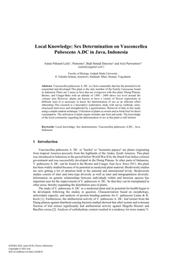 Sex Determination on Vasconcellea Pubescens A.DC in Java, Indonesia