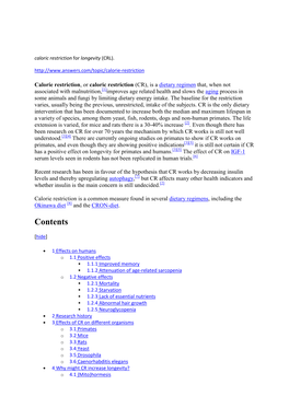 Caloric Restriction Updated: 01/25/2006 References