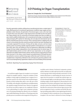 3-D Printing in Organ Transplantation HMR 3-D Printing in Organ Transplantation