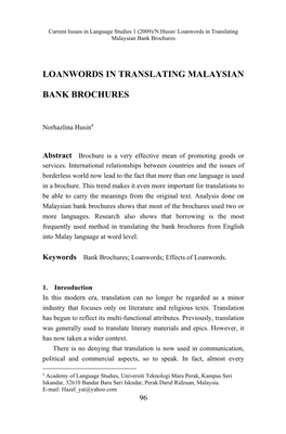 Loanwords in Translating Malaysian Bank Brochures