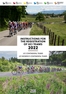 Instructions for the Registration of Uci Teams 2022