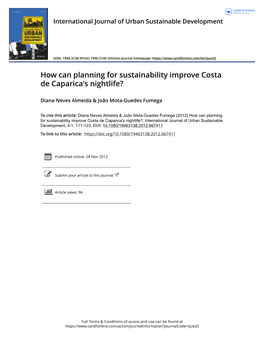 How Can Planning for Sustainability Improve Costa De Caparica's Nightlife?