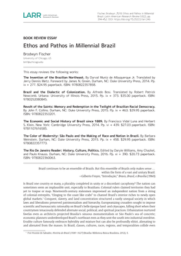 Ethos and Pathos in Millennial Brazil