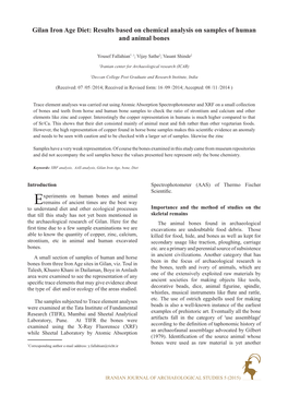 Gilan Iron Age Diet: Results Based on Chemical Analysis on Samples of Human and Animal Bones