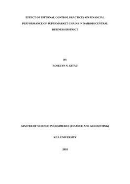 Effect of Internal Control Practices on Financial