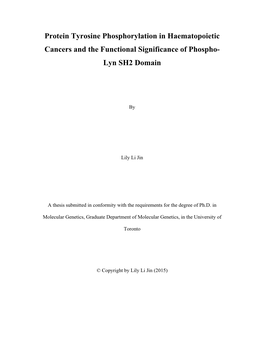 Protein Tyrosine Phosphorylation in Haematopoietic Cancers and the Functional Significance of Phospho- Lyn SH2 Domain