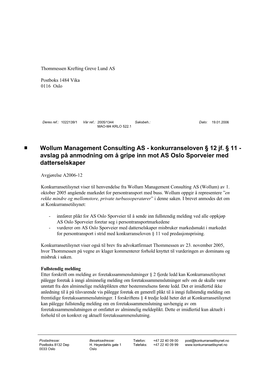 Wollum Management Consulting AS - Konkurranseloven § 12 Jf