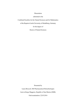 Dissertation Submitted to the Combined Faculties for the Natural Sciences and for Mathematics of the Ruperto-Carola University O