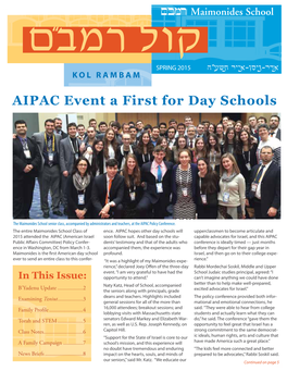 AIPAC Event a First for Day Schools