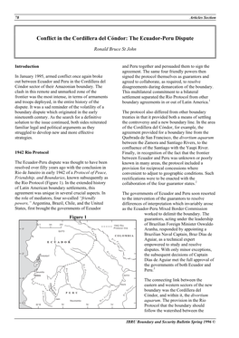 Conflict in the Cordillera Del Cóndor: the Ecuador-Peru Dispute