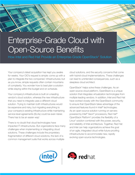 Enterprise-Grade Cloud with Open-Source Benefits How Intel and Red Hat Provide an Enterprise-Grade Openstack* Solution