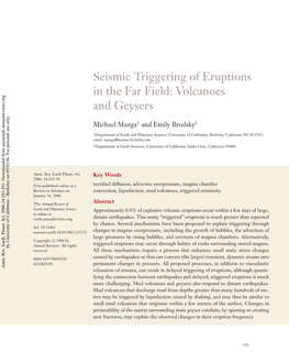 Seismic Triggering of Eruptions in the Far Field: Volcanoes and Geysers