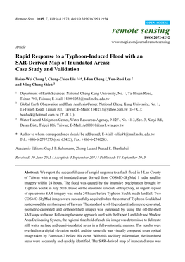 Rapid Response to a Typhoon-Induced Flood with an SAR-Derived Map of Inundated Areas: Case Study and Validation