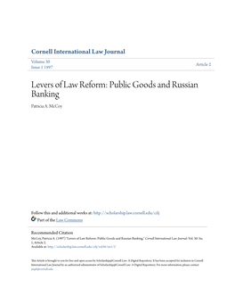 Levers of Law Reform: Public Goods and Russian Banking Patricia A
