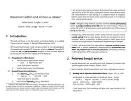 Movement Within and Without a Clause 1 Introduction 2 Relevant Bengali